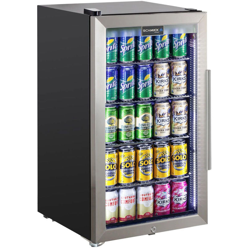 Bar Fridge | 98 Litre Alfresco front left view full of cans